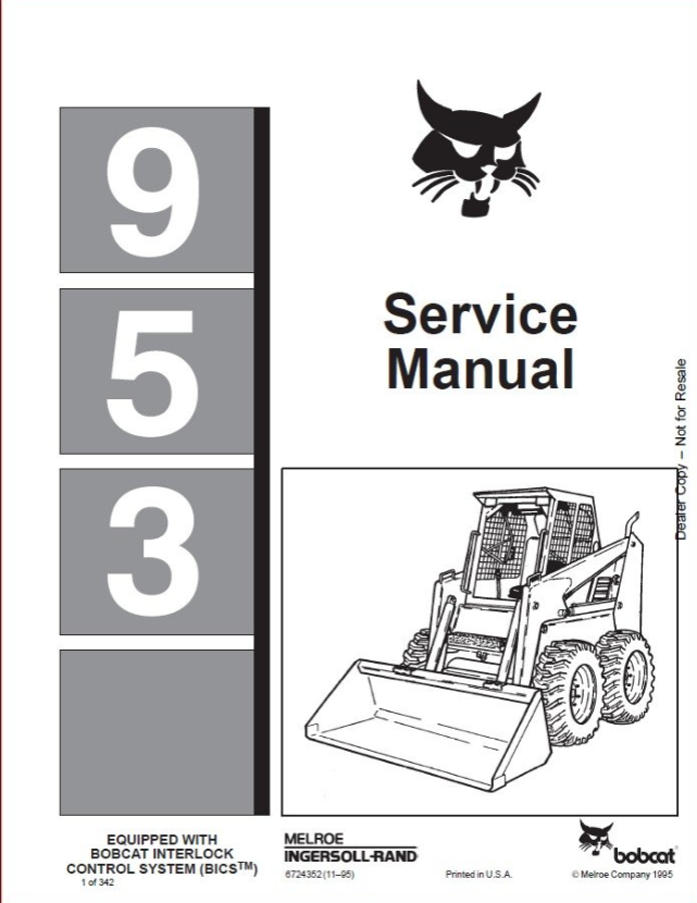 BOBCAT 953 LOADER SERVICE REPAIR WORKSHOP MANUAL - PDF FILE