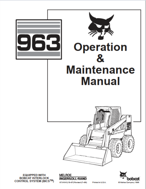 BOBCAT 963 OPERATION & MAINTENANCE MANUAL - PDF FILE