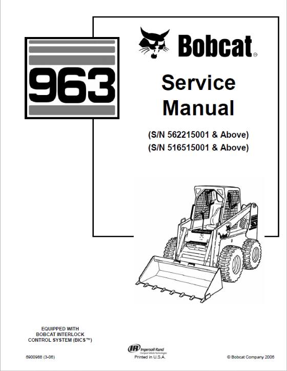 BOBCAT 963 SERVICE MANUAL 6900988 - PDF FILE