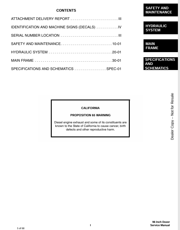 BOBCAT 96INCH DOZER (6903383) SERVICE MANUAL PDF DOWNLOAD