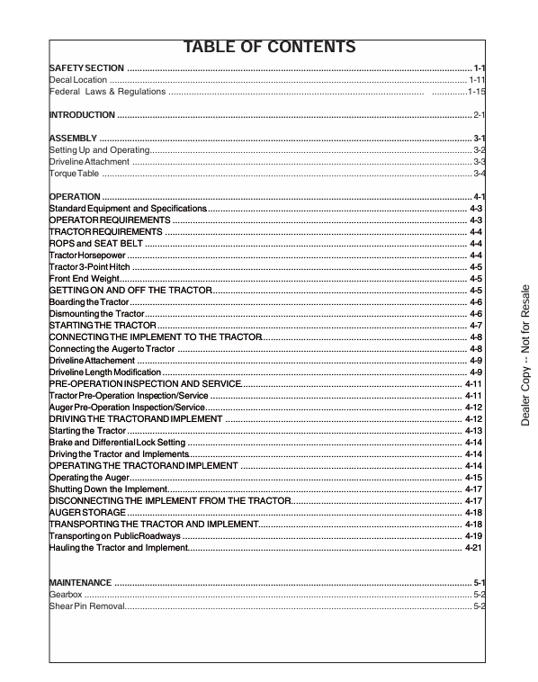 BOBCAT AUGER 3PTA - S/N A1G300101 & ABOVE (6904721) OPERATION AND MAINTENANCE MANUAL PDF FILE