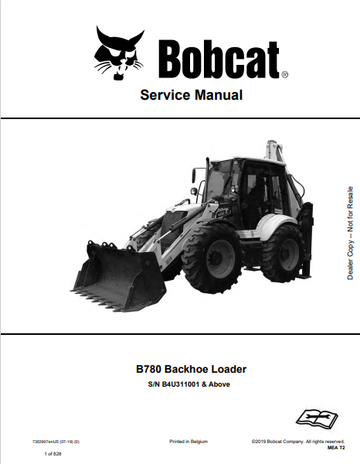 BOBCAT B780 BACKHOE LOADER SERVICE MANUAL (7363907) - PDF FILE