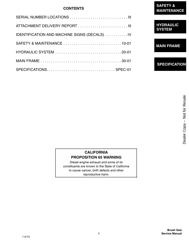 BOBCAT BRUSH SAW (6904204) SERVICE MANUAL PDF DOWNLOAD