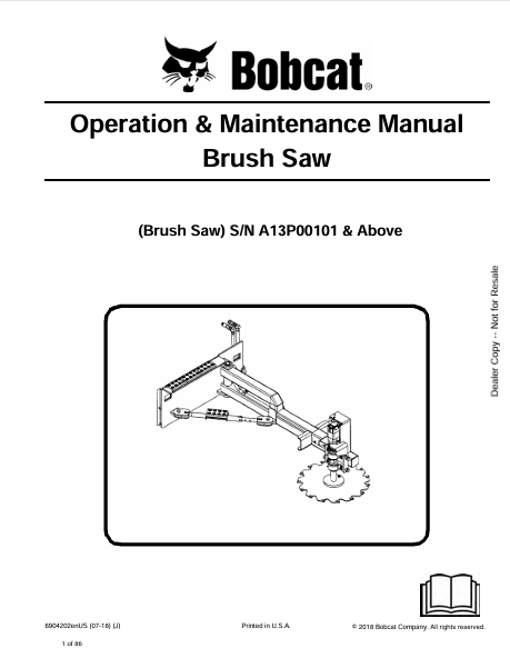 BOBCAT BRUSH SAW OPERATION & MAINTENANCE MANUAL (6904202) - PDF FILE