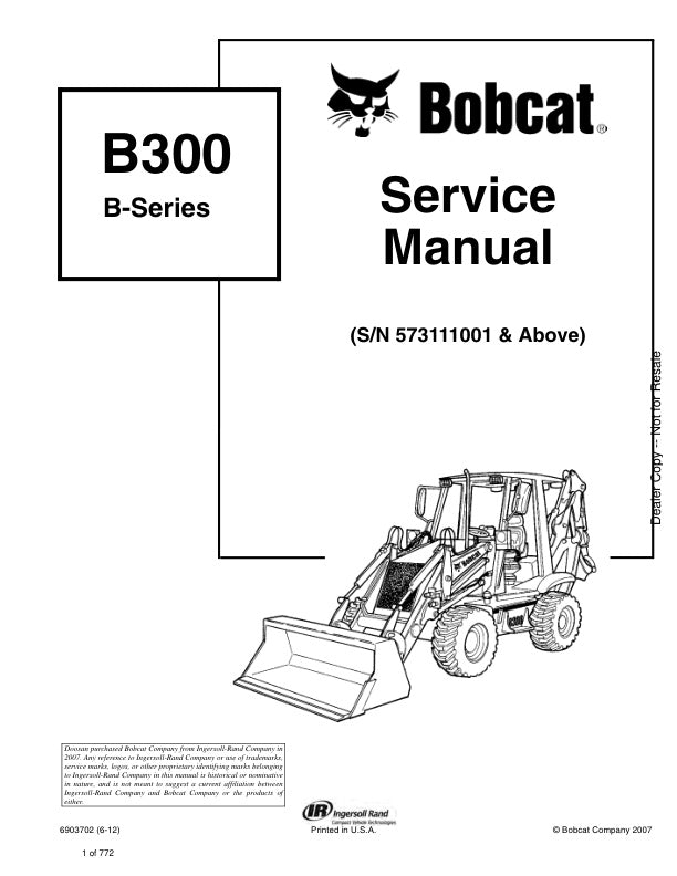 BOBCAT CT120 COMPACT TRACTOR A59A11001 & UP SERVICE MANUAL 6903702 (6-12) - PDF FILE