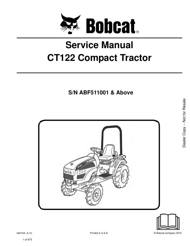 Bobcat CT122 ABF511001 & Up Service Information 6987028 (09-10)