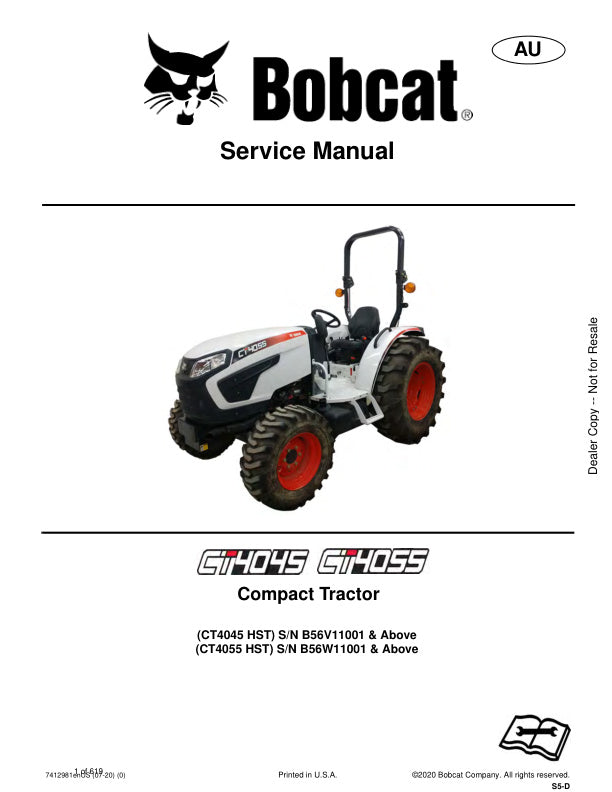 BOBCAT CT4045 HST CT4055 HST Compact Tractor Service Manual 7412981 PDF