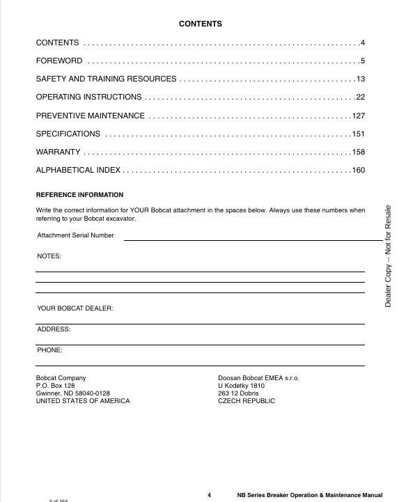 BOBCAT NB SERIES HYDRAULIC BREAKER (7357565) OPERATION AND MAINTENANCE MANUAL PDF FILE