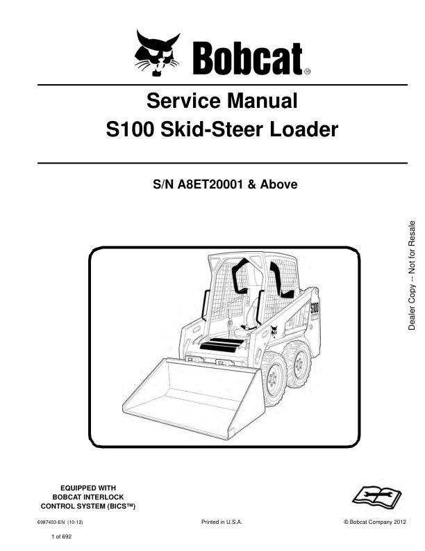 S100 Loader A8ET20001 & Up Service Information 6987403 - PDF