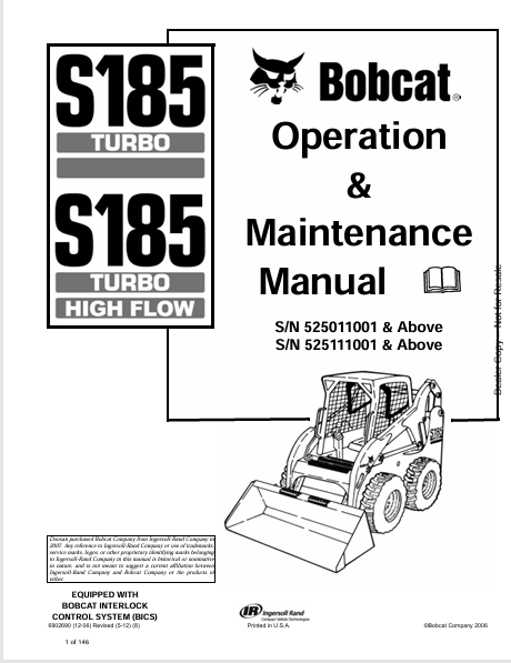 BOBCAT S185 TURBO, S185 TURBO HIGH FLOW OPERATION & MAINTENANCE MANUAL (6902690) - PDF FILE