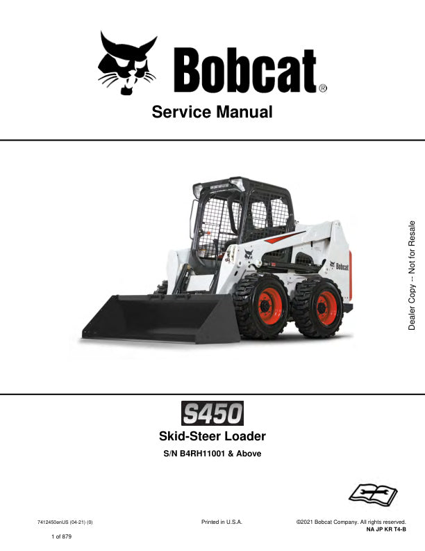 BOBCAT S450 B4RH11001 & Up Service Information 7412450 - PDF File