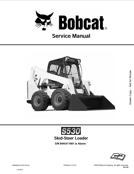 BOBCAT S530 SKID-STEER LOADER SERVICE MANUAL (7398590) - PDF FILE