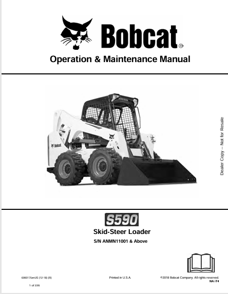 BOBCAT S590 SKID-STEER LOADER OPERATION & MAINTENANCE MANUAL (6990175) - PDF FILE