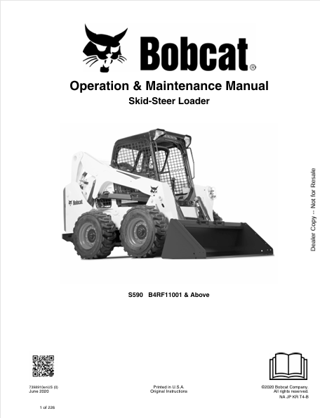 BOBCAT S590 SKID-STEER LOADER OPERATION & MAINTENANCE MANUAL (7398910) - PDF FILE