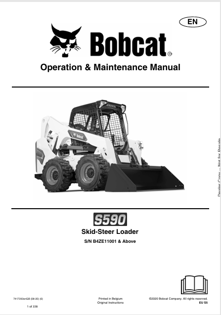 BOBCAT S590 SKID-STEER LOADER OPERATION & MAINTENANCE MANUAL (7417393) - PDF FILE