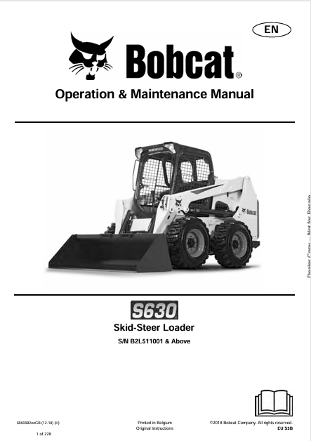 BOBCAT S630 SKID-STEER LOADER OPERATION & MAINTENANCE MANUAL (6990982) - PDF FILE