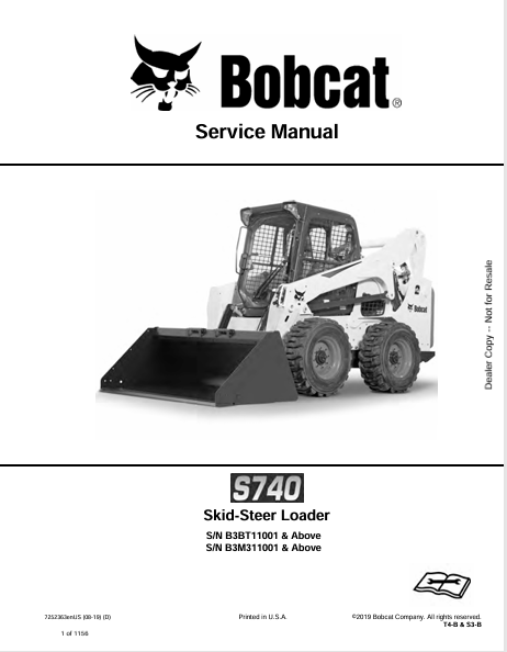 BOBCAT S740 SKID-STEER LOADER SERVICE MANUAL (7252363) - PDF FILE