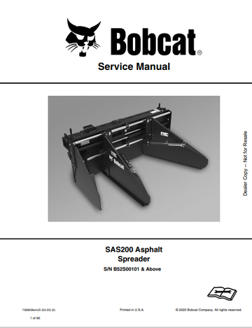 BOBCAT SAS200 ASPHALT SPREADER SERVICE MANUAL (7398839) - PDF FILE