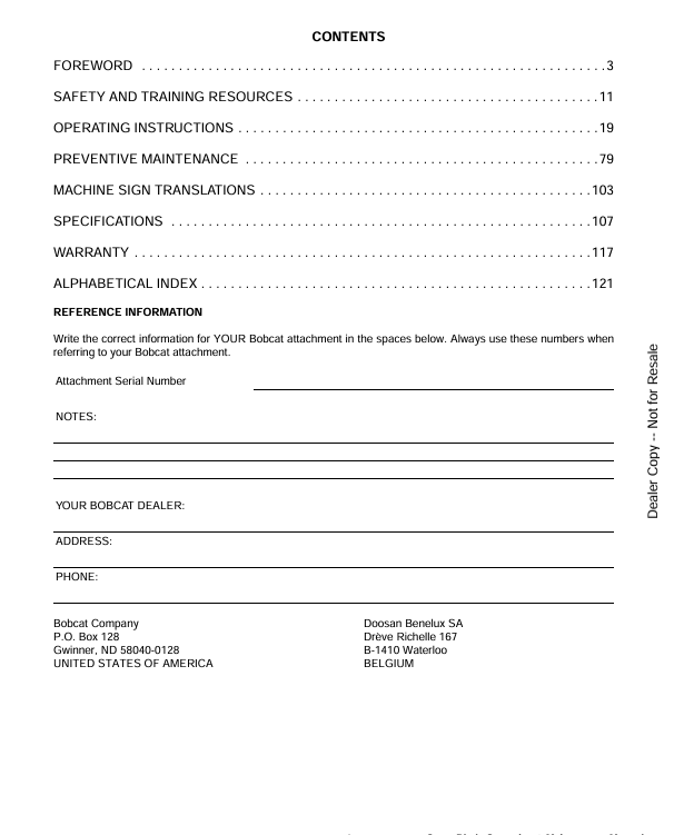 BOBCAT SNOW BLADE (6990229) OPERATION AND MAINTENANCE MANUAL PDF FILE