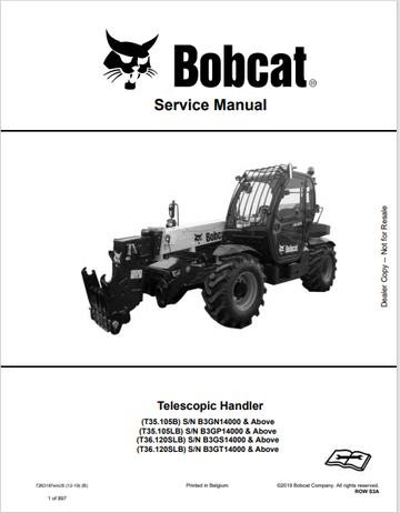 BOBCAT T35.105B, T35.105LB, T36.120SLB, T36.120SLB TELESCOPIC HANDLER SERVICE MANUAL (7283187) - PDF FILE