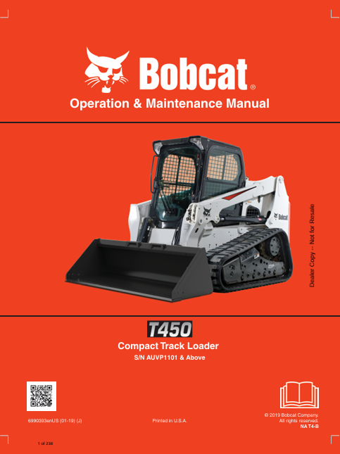 BOBCAT T450 COMPACT TRACK LOADER OPERATION & MAINTENANCE MANUAL (6990393) - PDF FILE