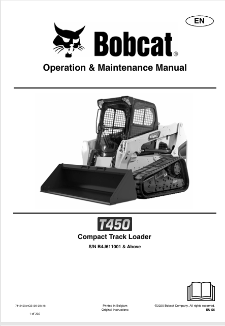 BOBCAT T450 COMPACT TRACK LOADER OPERATION & MAINTENANCE MANUAL (7412459) - PDF FILE