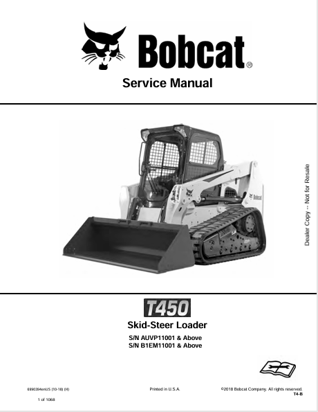 BOBCAT T450 SKID-STEER LOADER SERVICE MANUAL (6990394) - PDF FILE