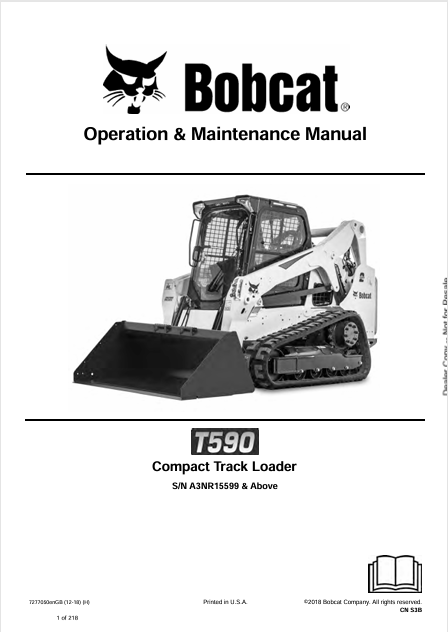 BOBCAT T590 COMPACT TRACK LOADER OPERATION & MAINTENANCE MANUAL (7277050) - PDF FILE