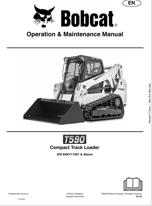 BOBCAT T590 COMPACT TRACK LOADER OPERATION & MAINTENANCE MANUAL (7398598) - PDF FILE