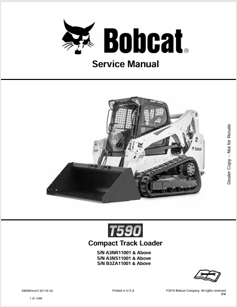 BOBCAT T590 COMPACT TRACK LOADER SERVICE MANUAL (6989683) - PDF FILE