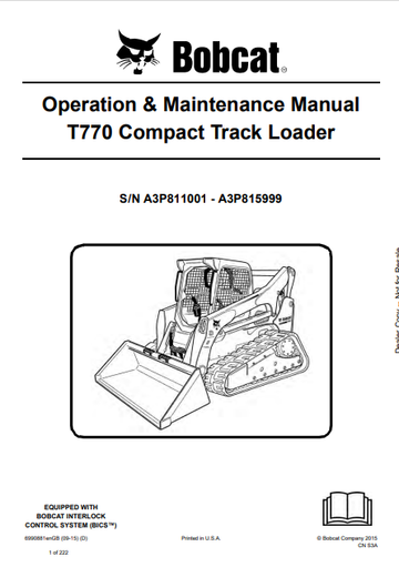 BOBCAT T770 COMPACT TRACK LOADER OPERATION & MAINTENANCE MANUAL (6990881) - PDF FILE