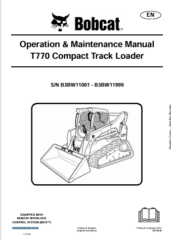 BOBCAT T770 COMPACT TRACK LOADER OPERATION & MAINTENANCE MANUAL (7252397) - PDF FILE