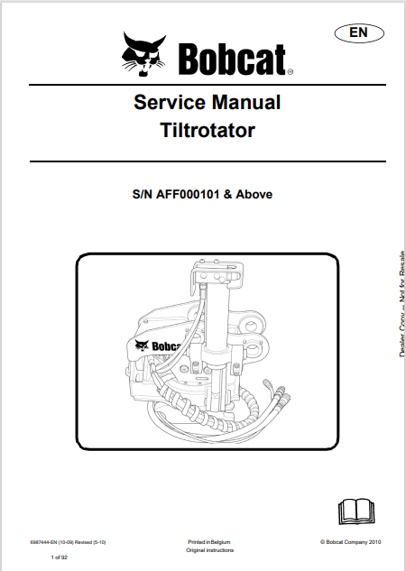 BOBCAT TILTRTATOR SERVICE MAMUAL (6987444) - PDF FILE