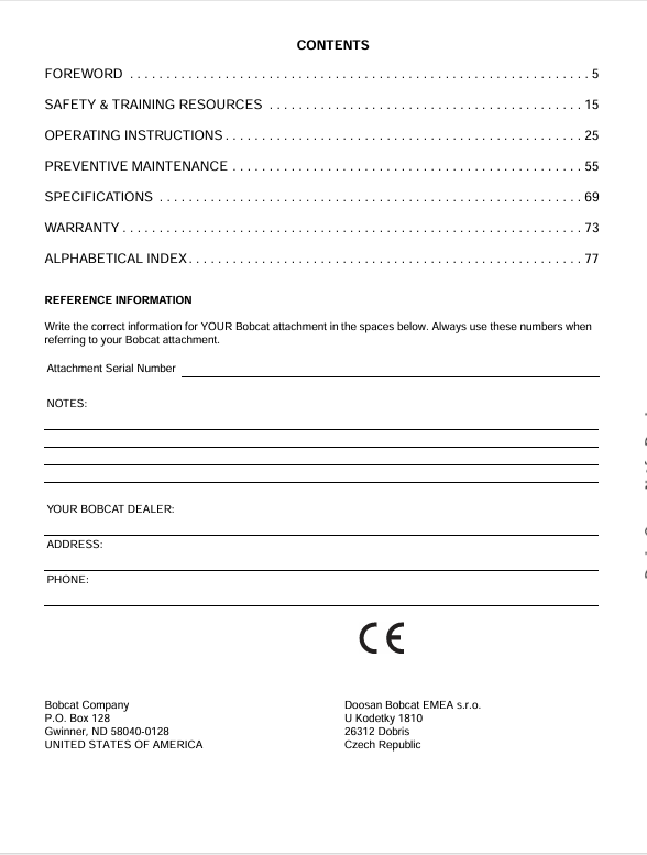 BOBCAT TILT COUPLER (7332567ENGB) OPERATION & MAINTENANCE MANUAL PDF DOWNLOAD
