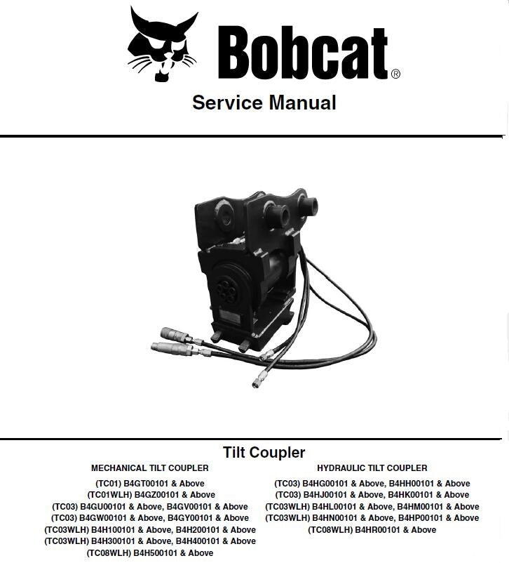 BOBCAT TILT COUPLER SERVICE REPAIR MANUAL - PFD FILE
