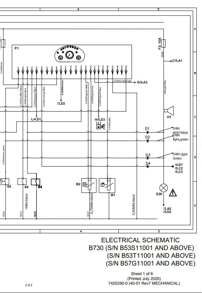 Bobcat B730 Backhoe Loader Electric Schematic Manual PDF