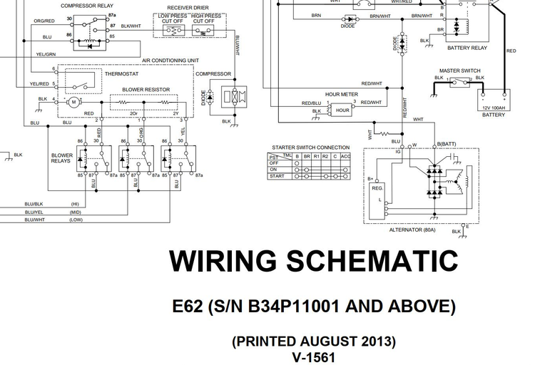 Bobcat Compact Excavator E62 Hydraulic and Electric Schematic Manual PDF