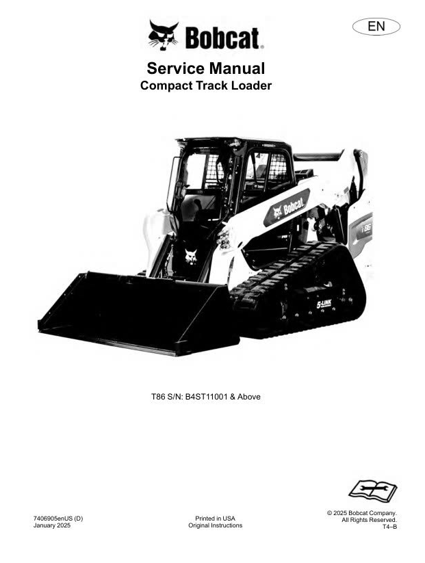 Bobcat Compact Track Loader T86 Service Manual PDF