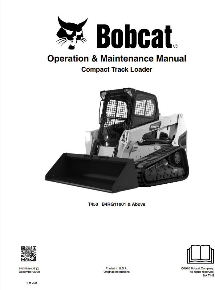 Bobcat Compact Track Loader T450 Operation & Maintenance Manual PDF