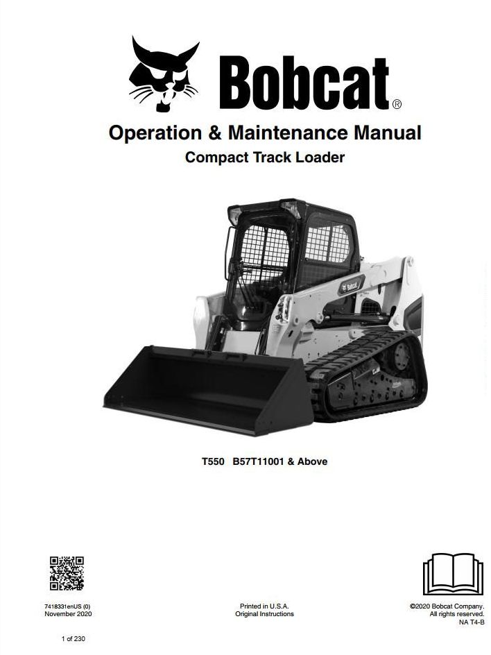 Bobcat Compact Track Loader T550 Operation & Maintenance Manual PDF
