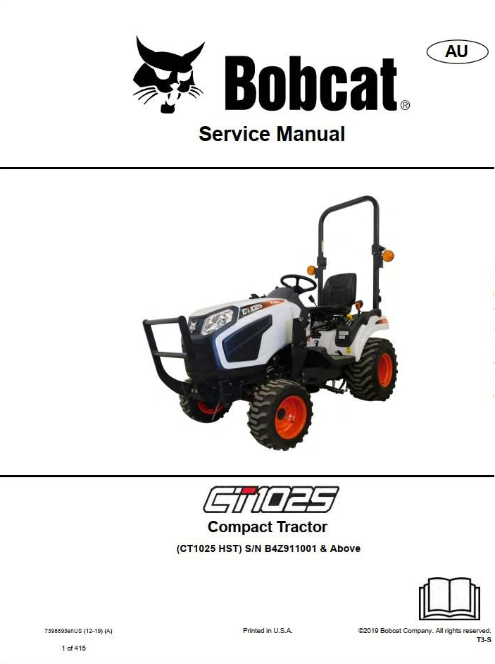 Bobcat Compact Tractor CT1025 Service Manual PDF