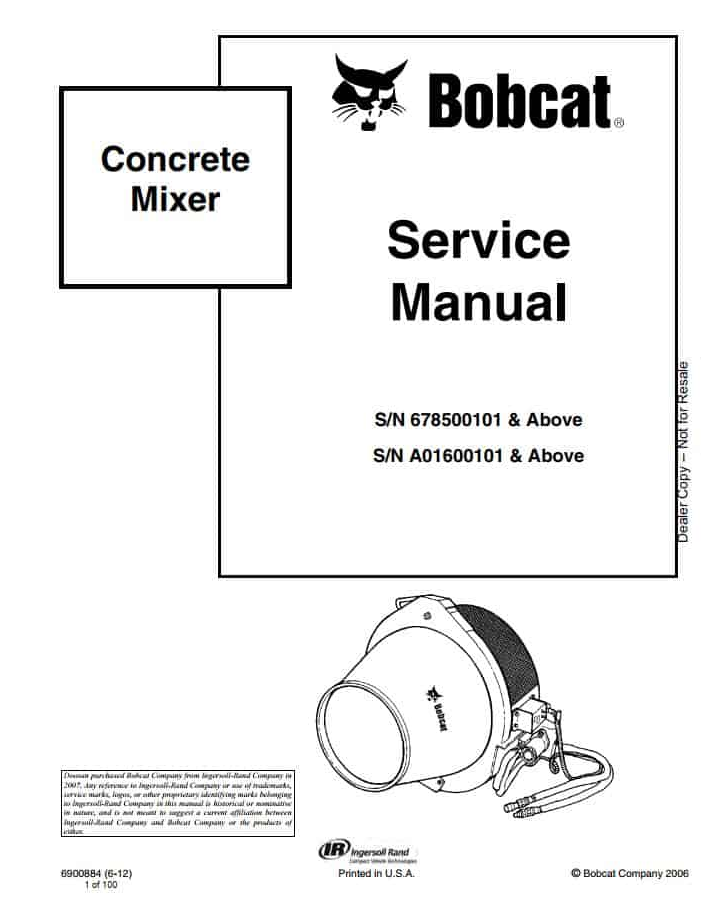 Bobcat Concrete Mixer Service Manual PDF