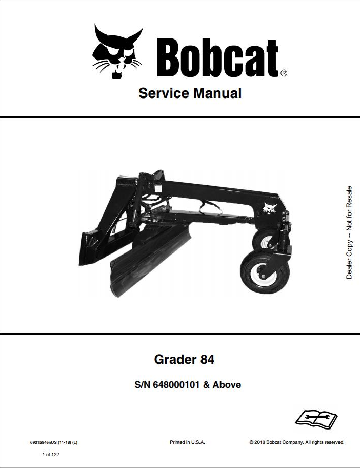 Bobcat Grader 84 Service Manual PDF