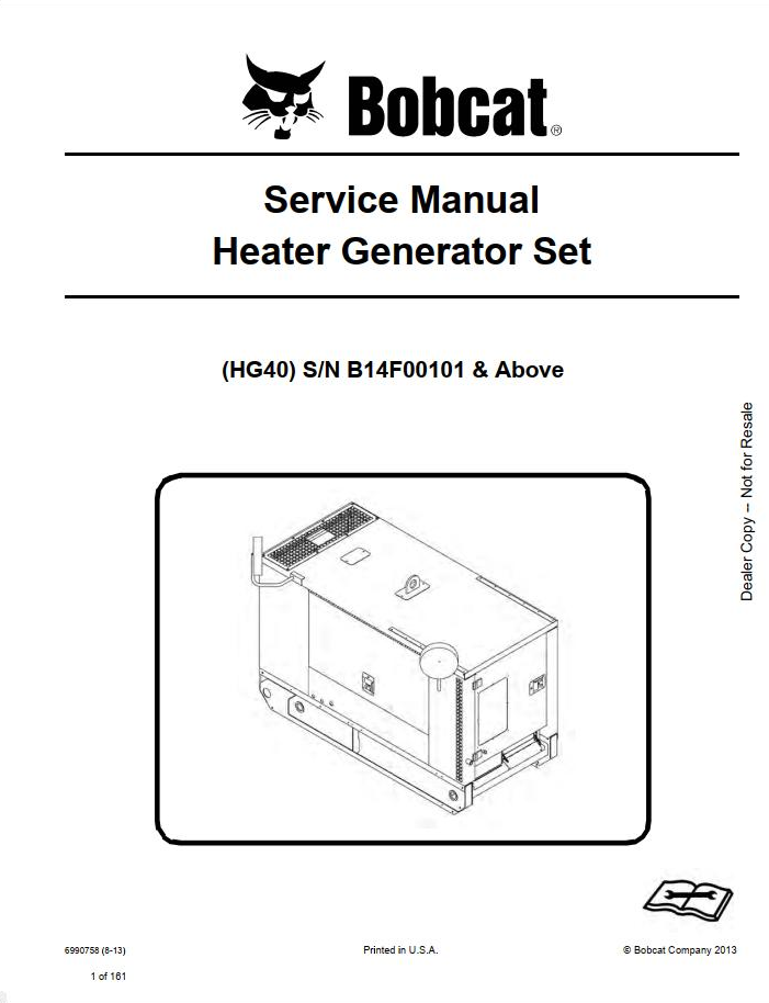 Bobcat Heater Generator Set HG40 Service Manual PDF