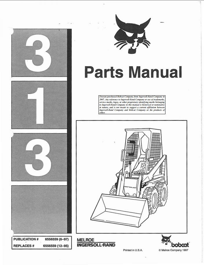 Bobcat 313 Loader Parts Manual PDF – Spare Parts Catalog