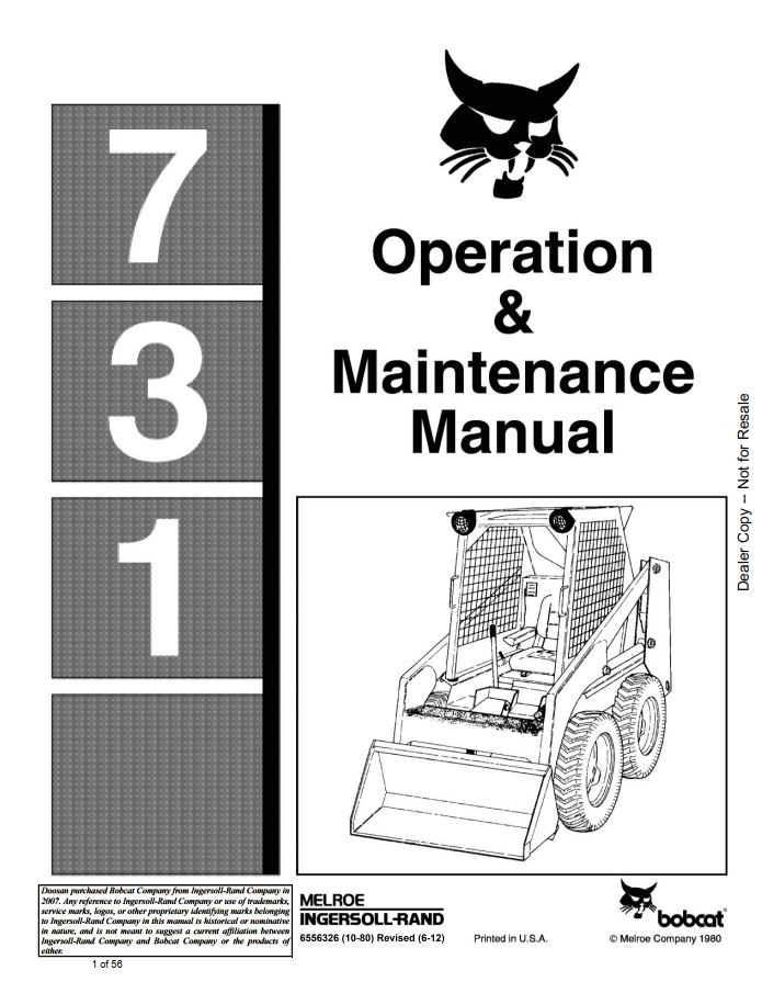 Bobcat 7230 Series Loader Operating & Maintenance Manual PDF