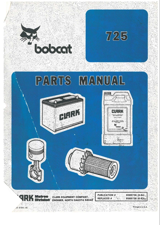 Bobcat 725 Loader Parts Manual PDF – Complete Parts Catalog