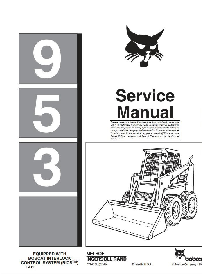 Bobcat Loader 953 Service Manual PDF
