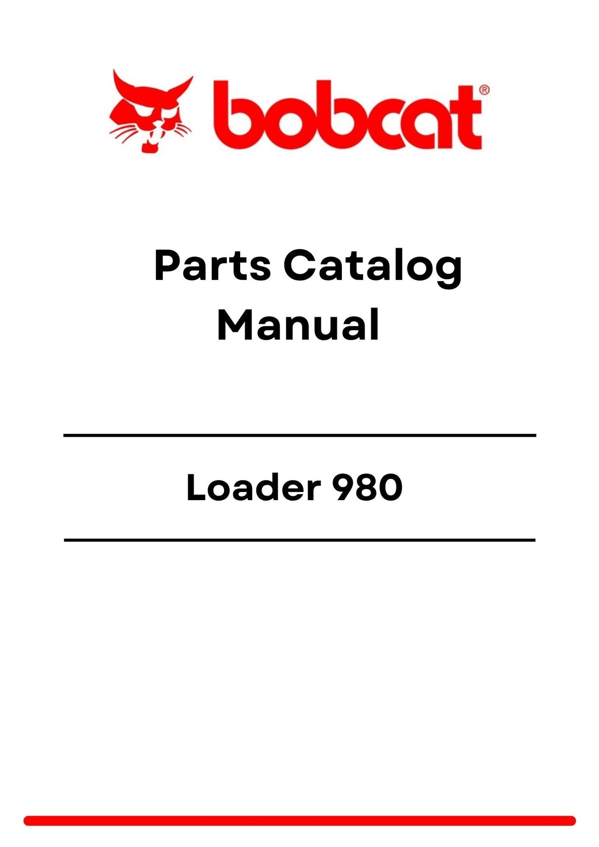 Bobcat Loader 980 Parts Catalog Manual PDF
