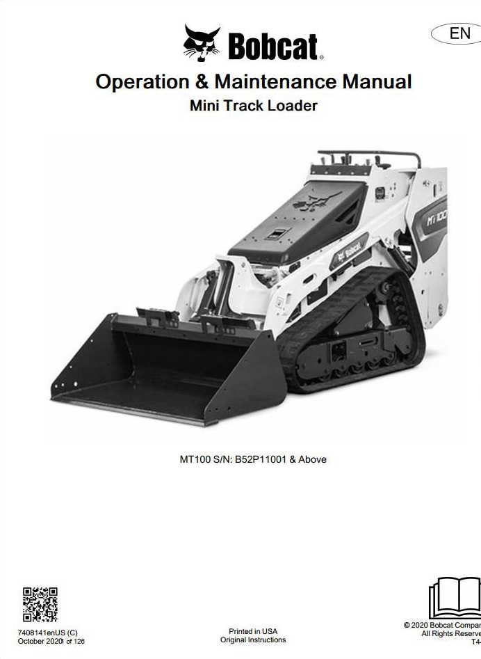 Bobcat Mini Track Loader MT100 Operation & Maintenance Manual PDF